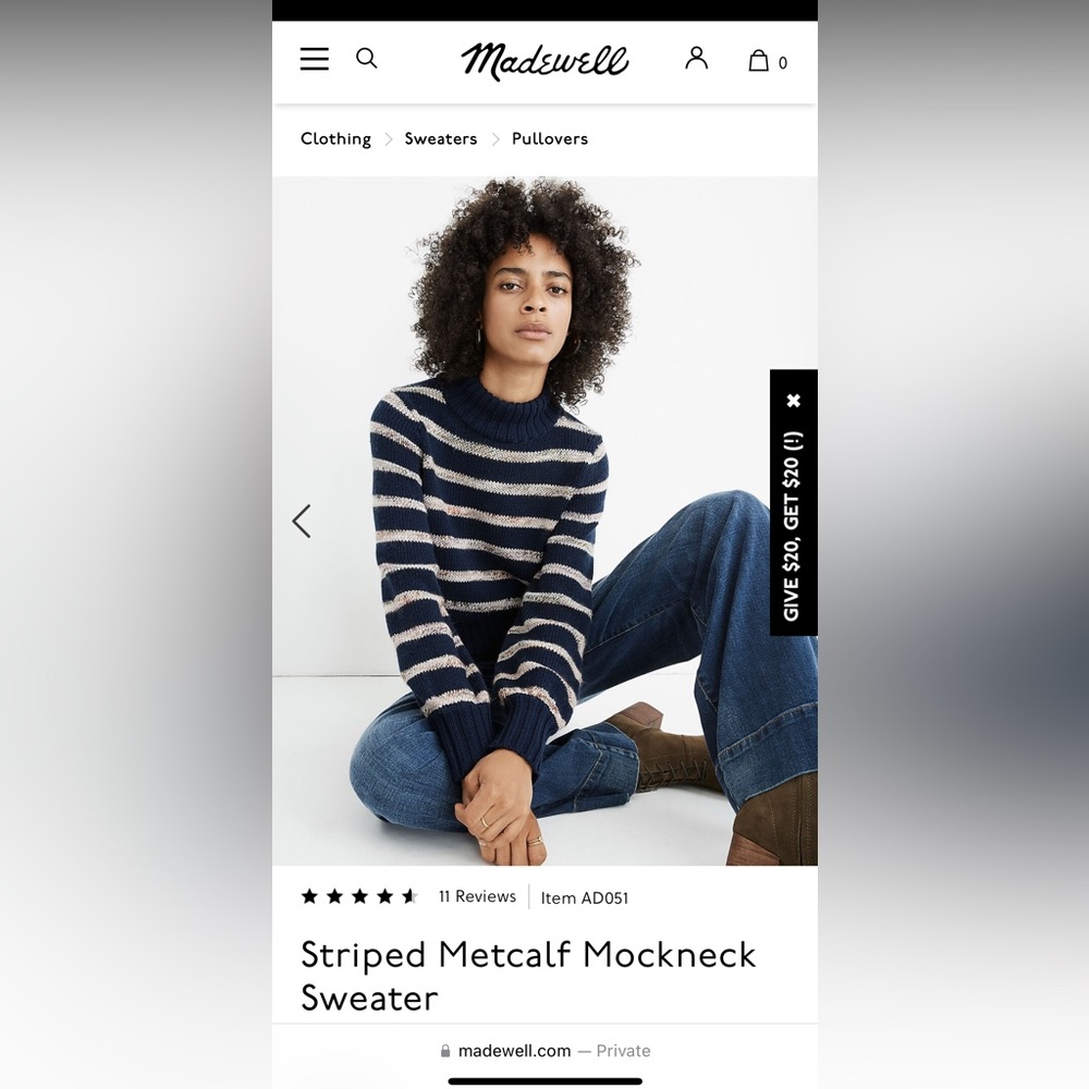 Madewell Striped Metcalf Mockneck Sweater - Picture 3 of 3